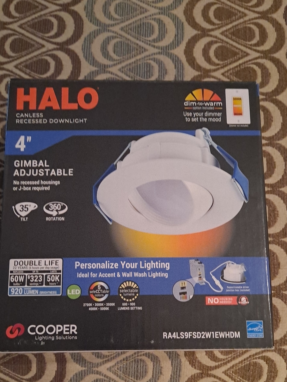 Halo 4" Gimbal Adjustable Canless Recessed Downlight in White
